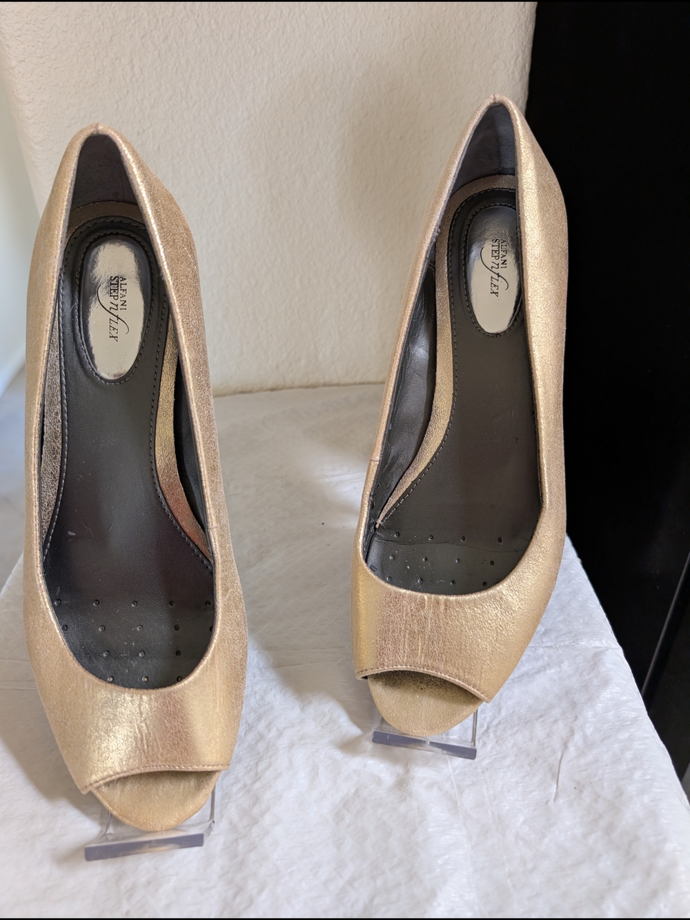 Alfani Metallic Gold Peep-Toe Heels